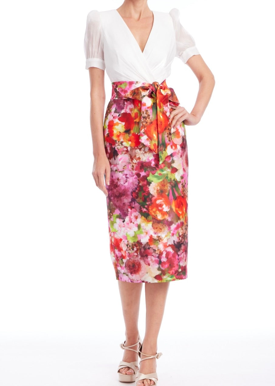 Mock Two Piece Floral Skirt