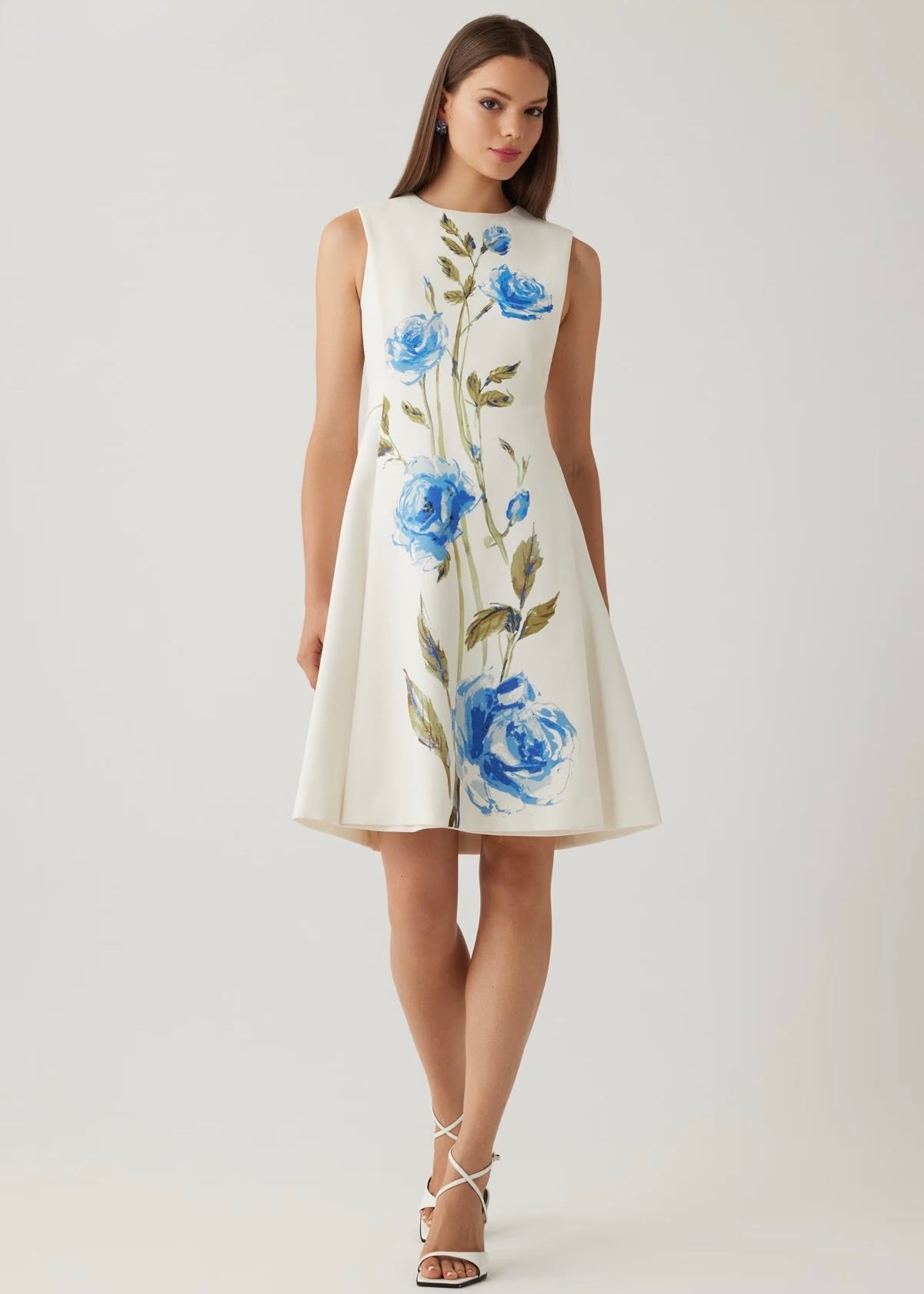 Crepe Digital Flower Print Apron Dress