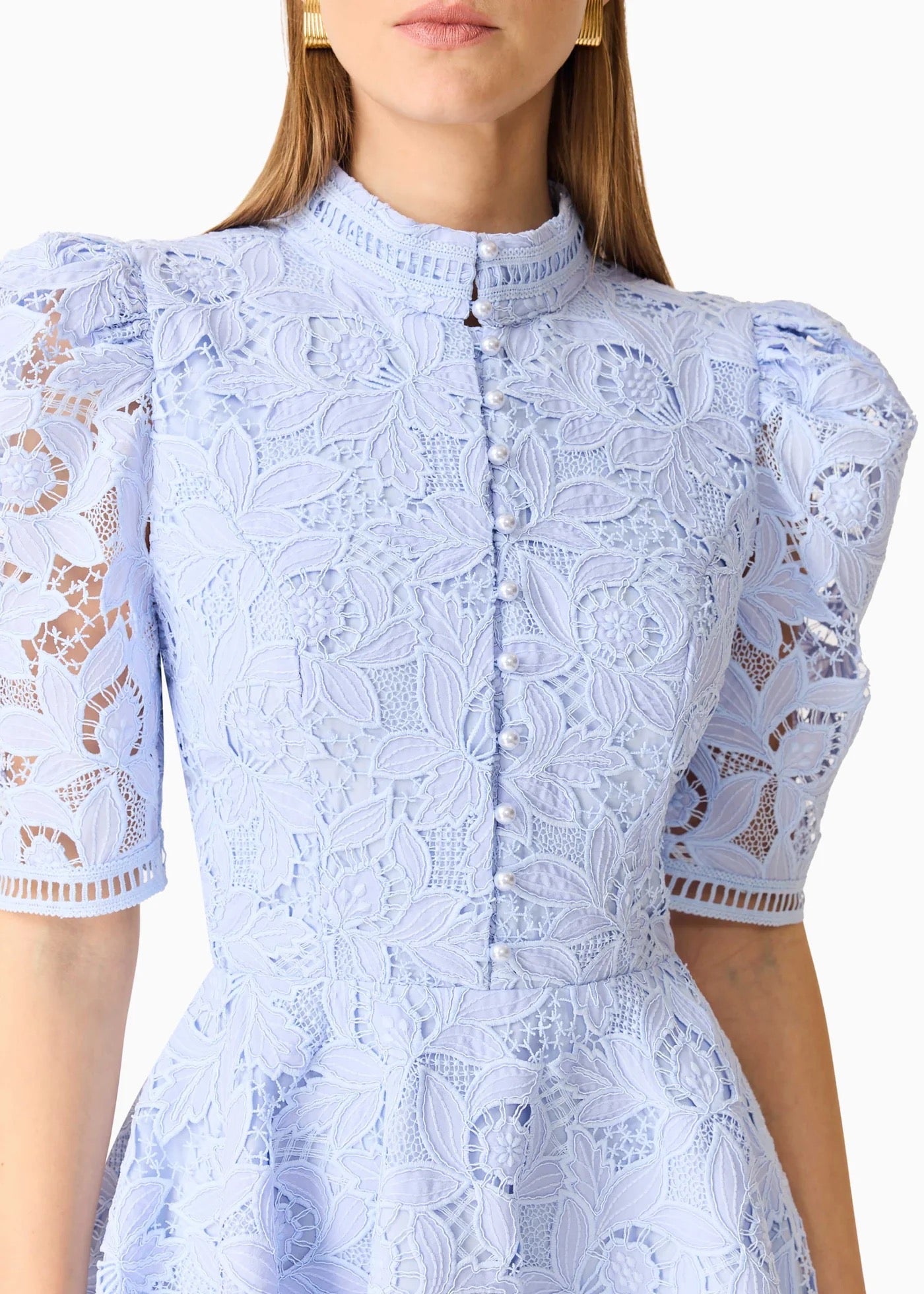 Lacy Puff Sleeve Mini Dress