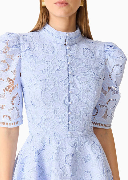Lacy Puff Sleeve Mini Dress