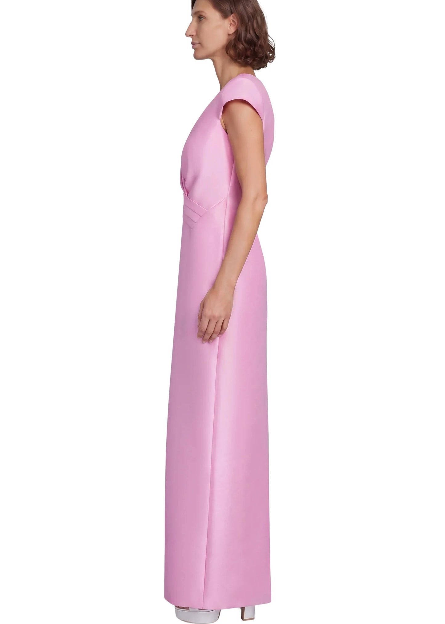 Cap Sleeve V-Neck Column Gown