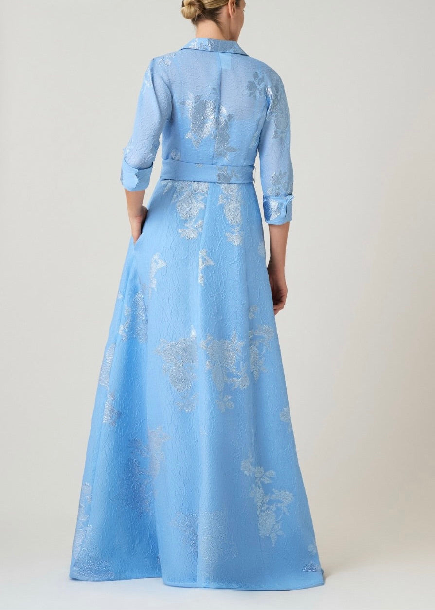 Metallic Jacquard Shirt Waist Gown