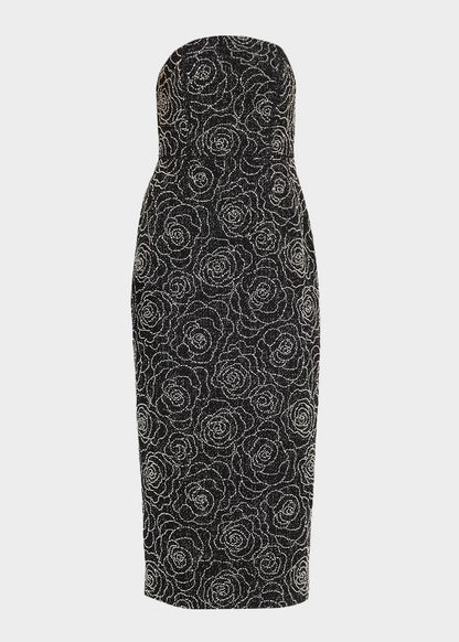 Kait Floral Beaded Column Midi Dress