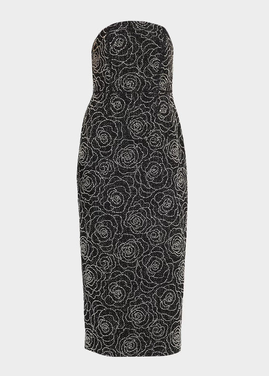 Kait Floral Beaded Column Midi Dress