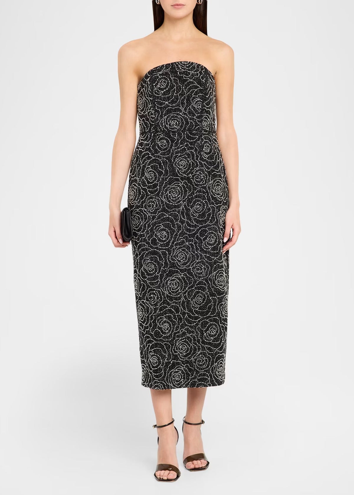 Kait Floral Beaded Column Midi Dress