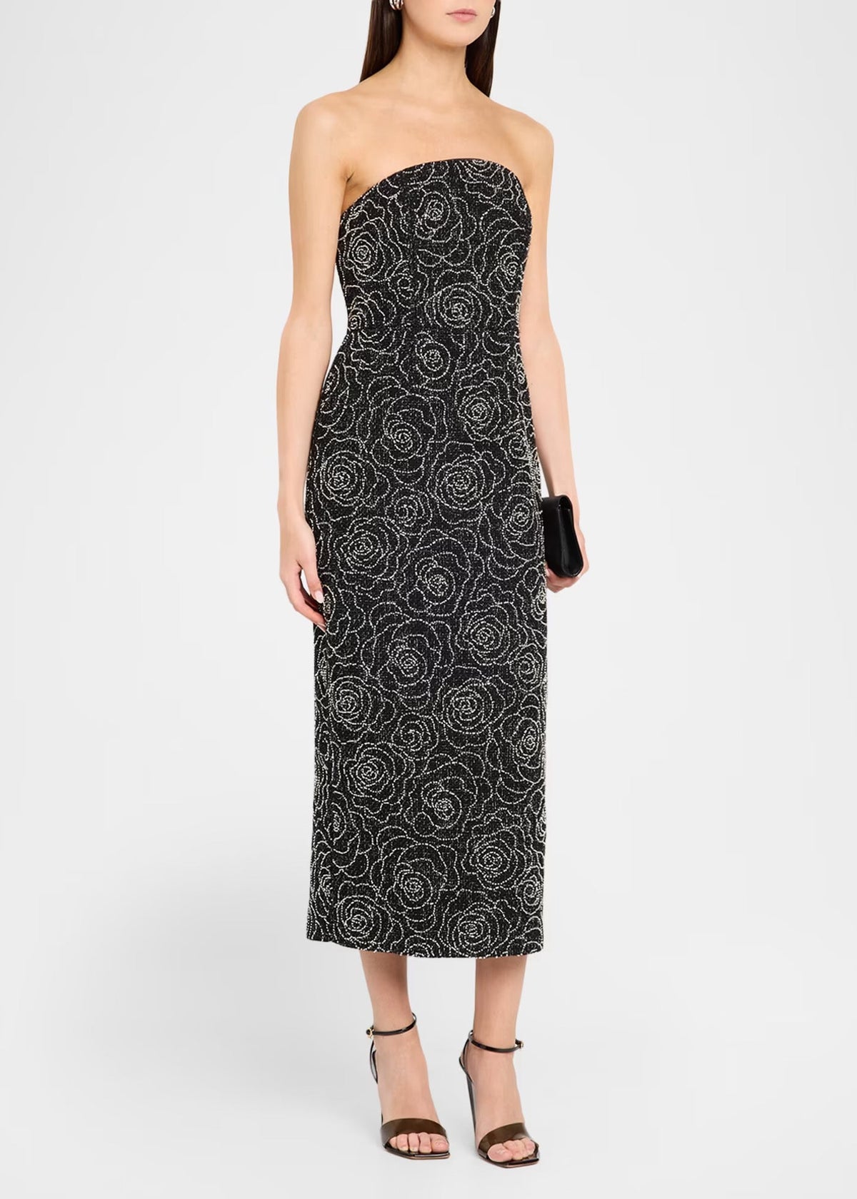 Kait Floral Beaded Column Midi Dress