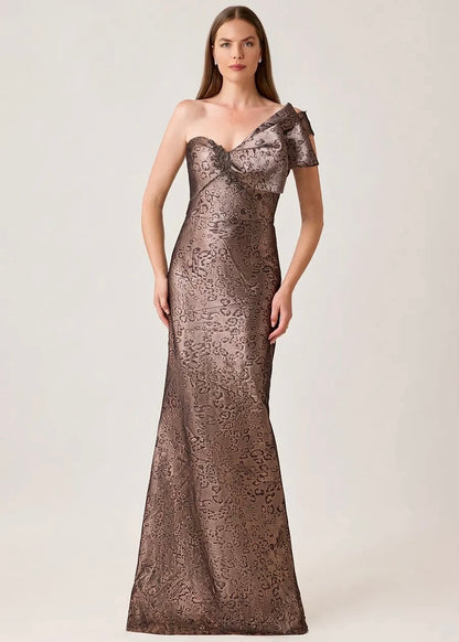 Metallic Jacquard Column Gown