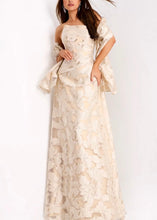 Load image into Gallery viewer, Metallic Jacquard Floral Embroidery A-Line Gown