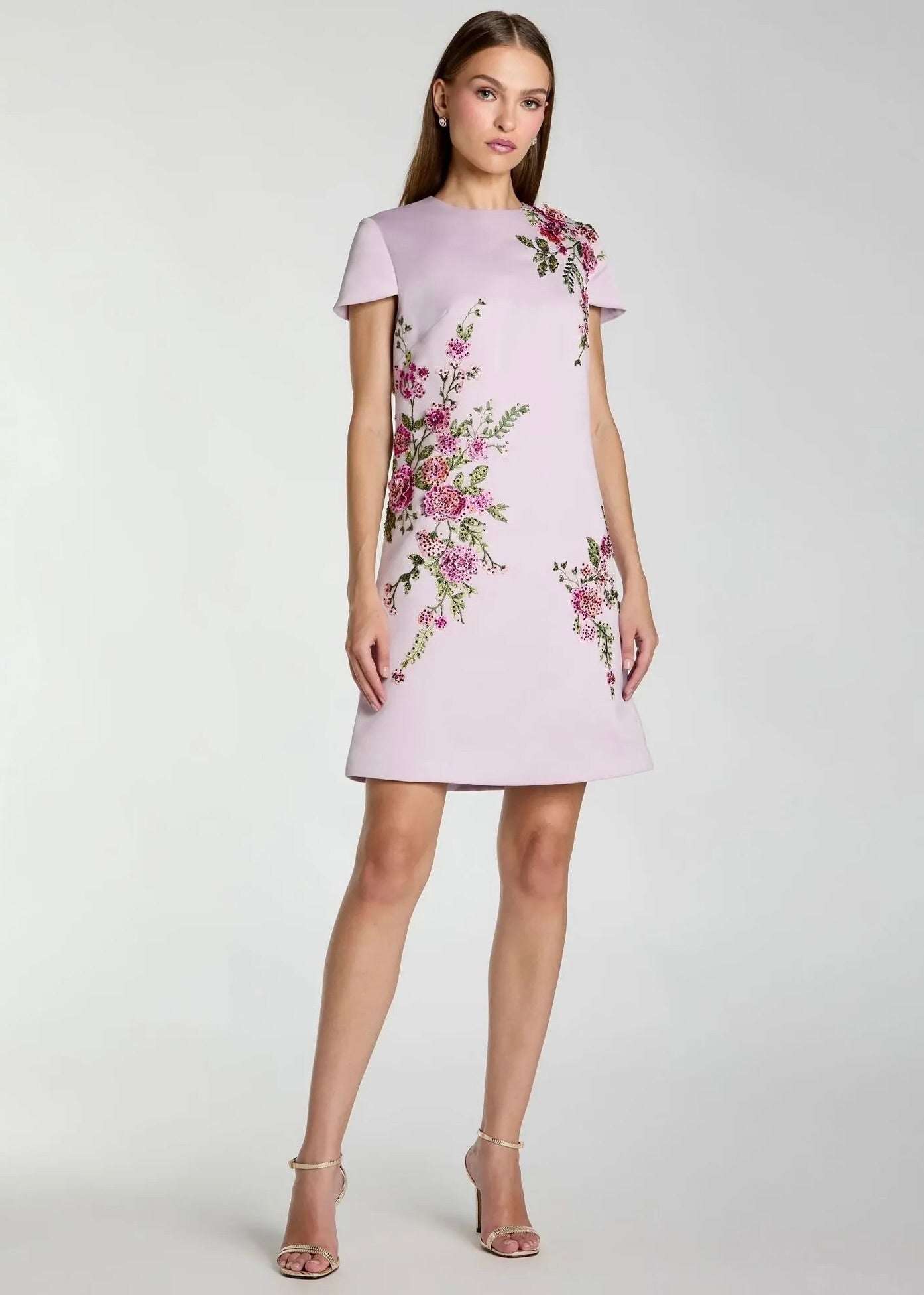 Embroidered Satin Mini Dress