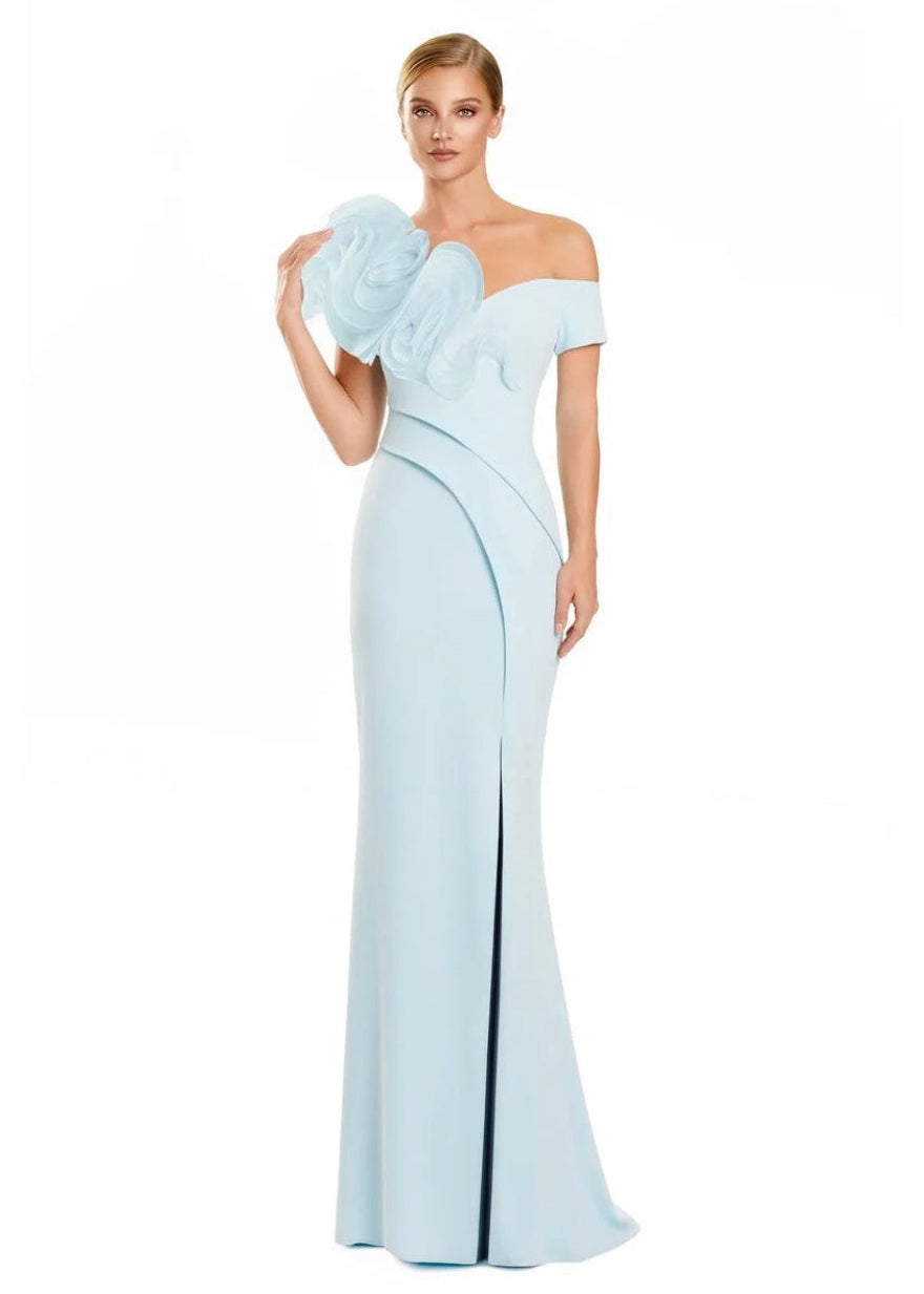 One Shoulder Ruffle Gown