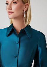 Load image into Gallery viewer, Pique Faille Puff Sleeve Shirt Dress