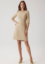 Load image into Gallery viewer, Metallic Boucle Elbow Sleeve Jewel Trim Dress