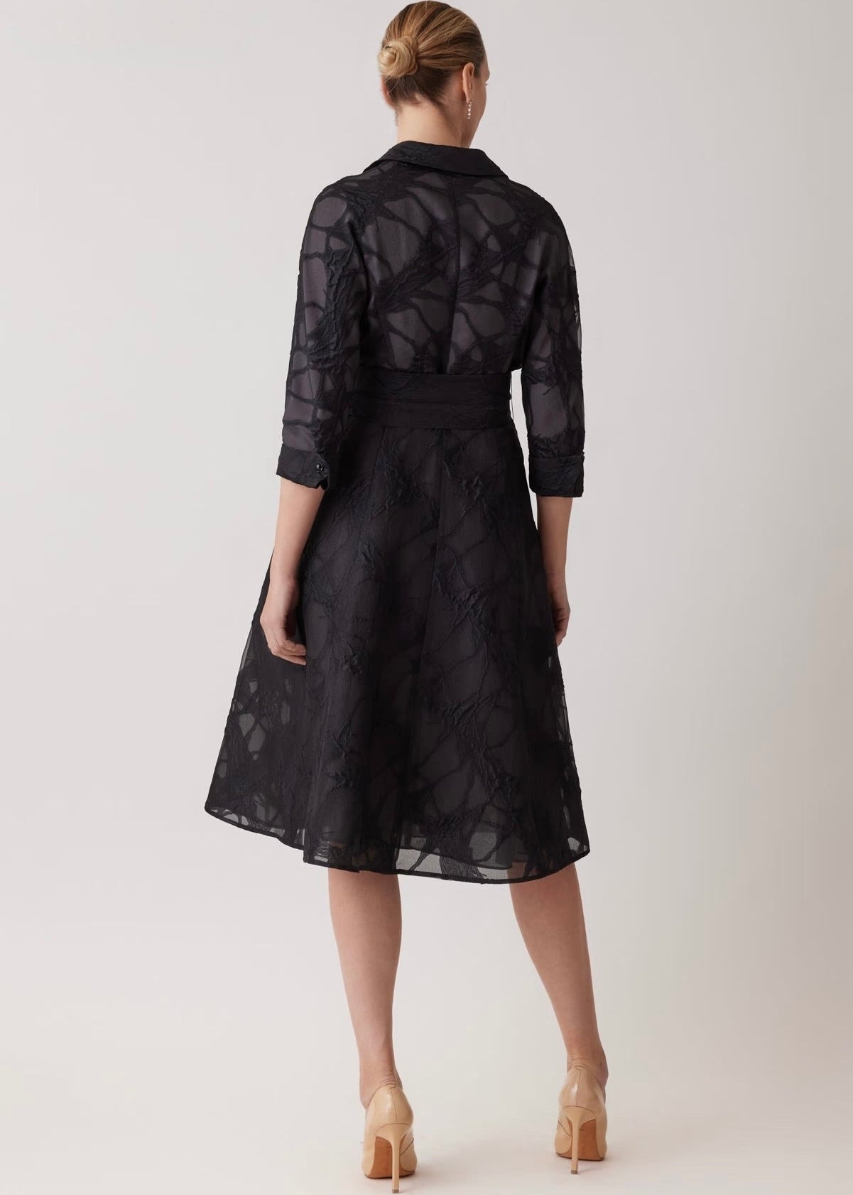 Organza Web Pattern Shirt Dress