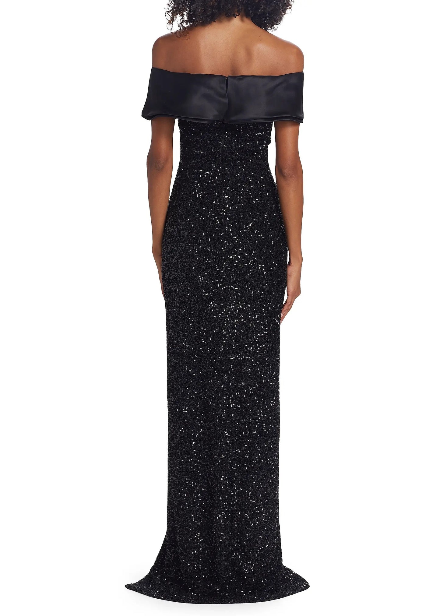 Sequin Organza Ruffle Gown