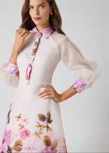 Load image into Gallery viewer, Organza Jewel Button High Low Hem Shirt Dress