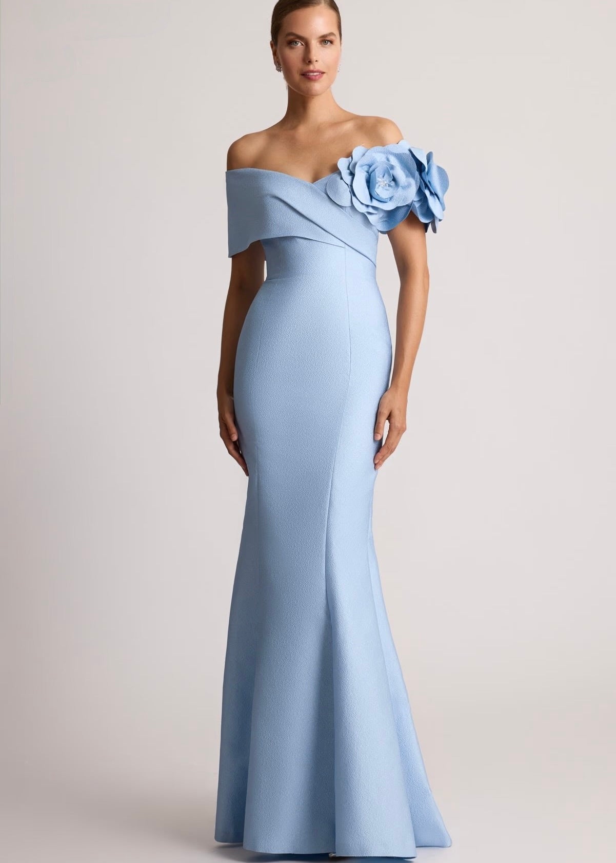 Pebble Jacquard 3D Flower Gown