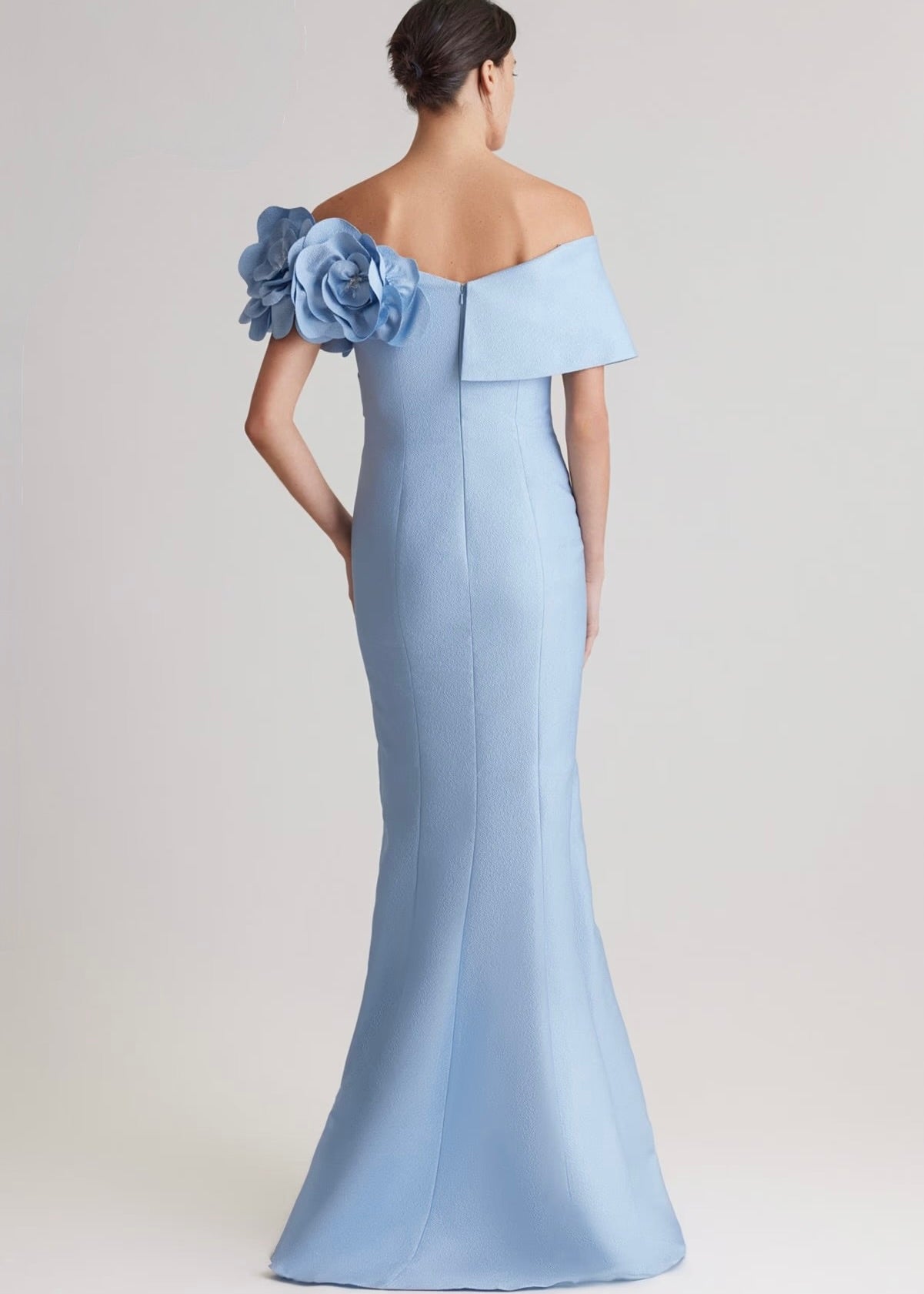 Pebble Jacquard 3D Flower Gown