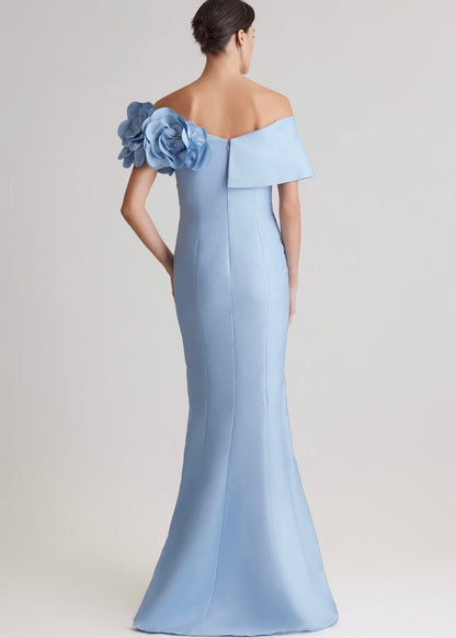 Pebble Jacquard 3D Flower Gown