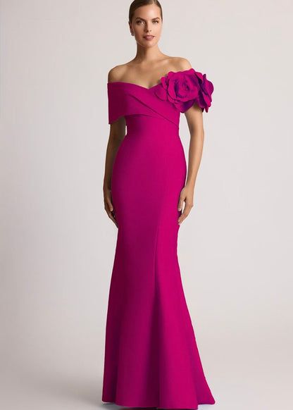 Pebble Jacquard 3D Flower Gown