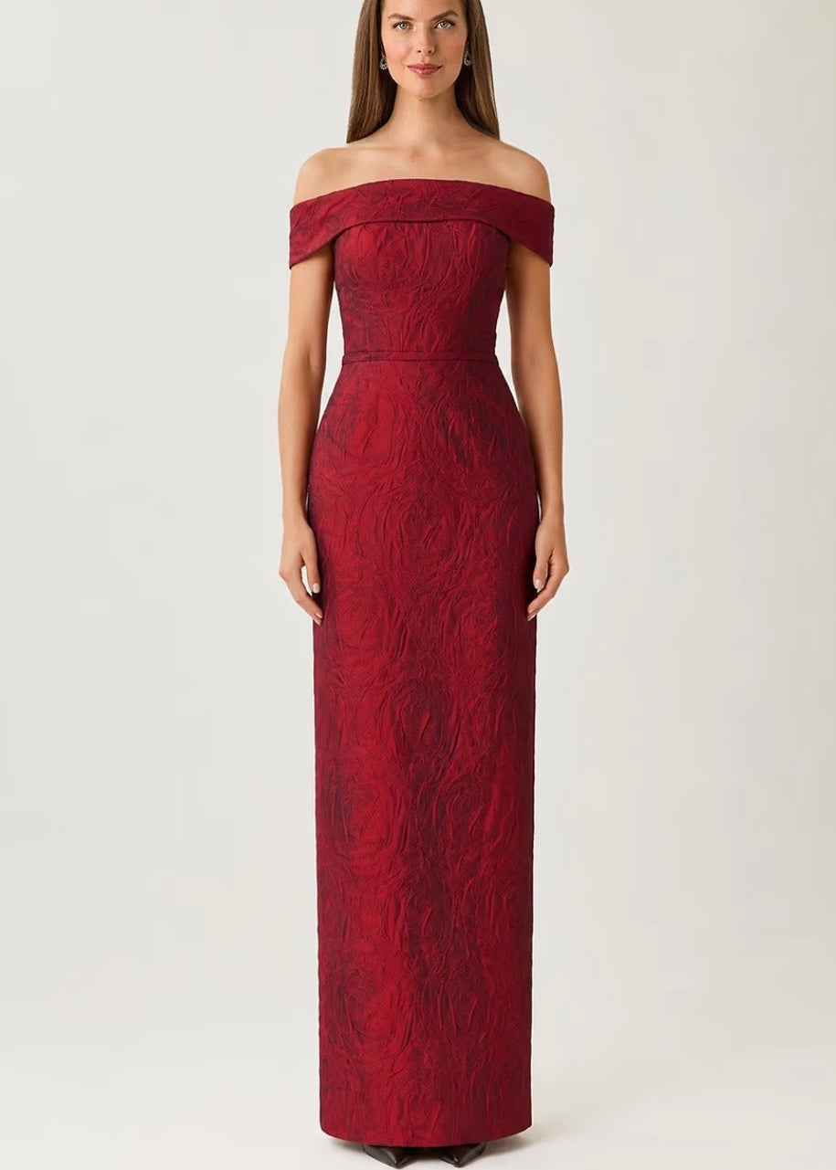 Off the Shoulder Jacquard Gown