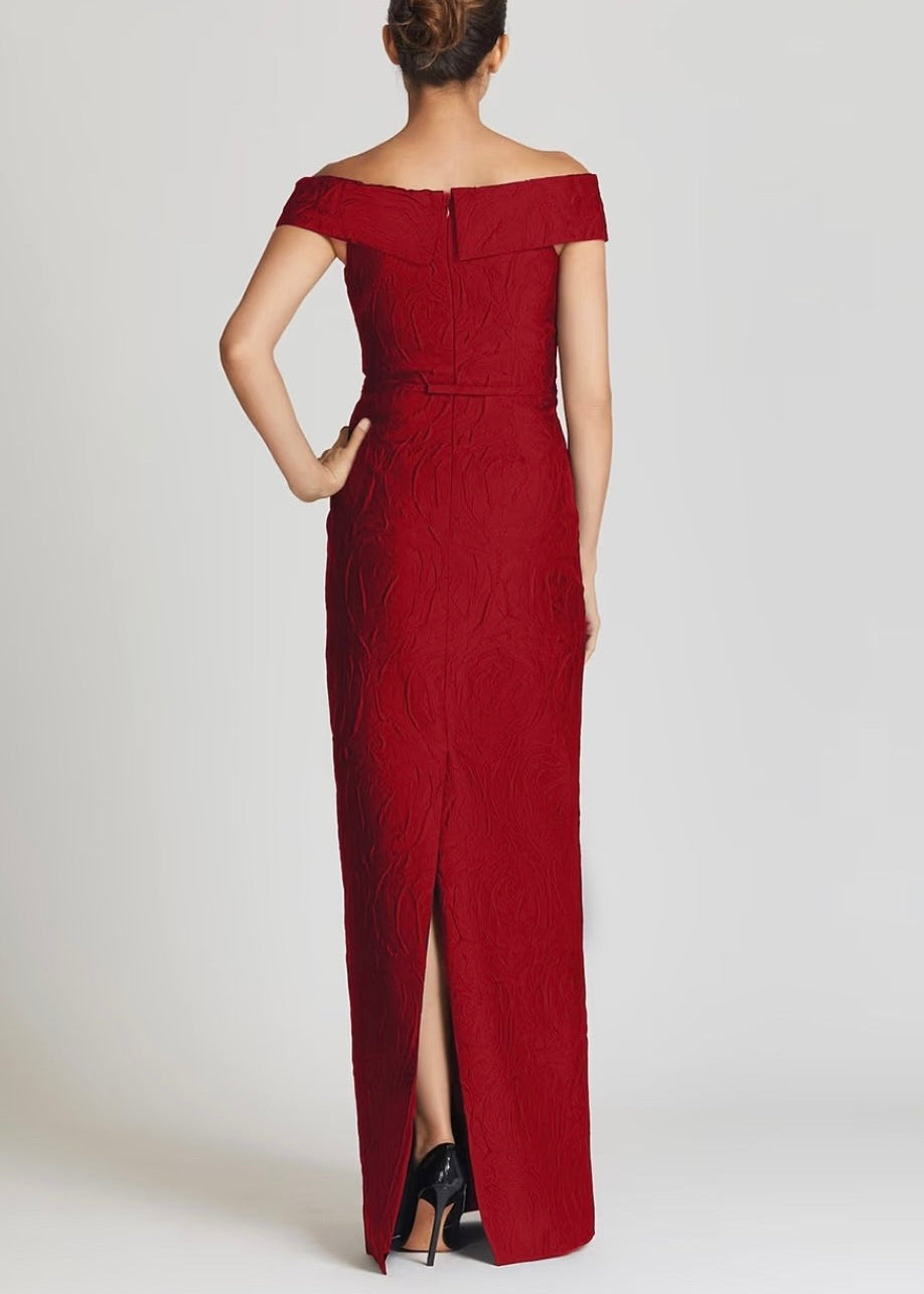 Off the Shoulder Jacquard Gown