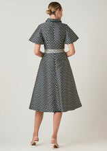 Load image into Gallery viewer, Polka Dot Rhinestone Button Short Sleeve Dress