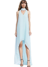 Load image into Gallery viewer, Mia Pleated High Neck High Low Maxi Dress