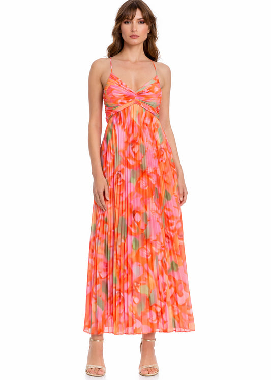 Nelle Floral Print Pleated Maxi Dress