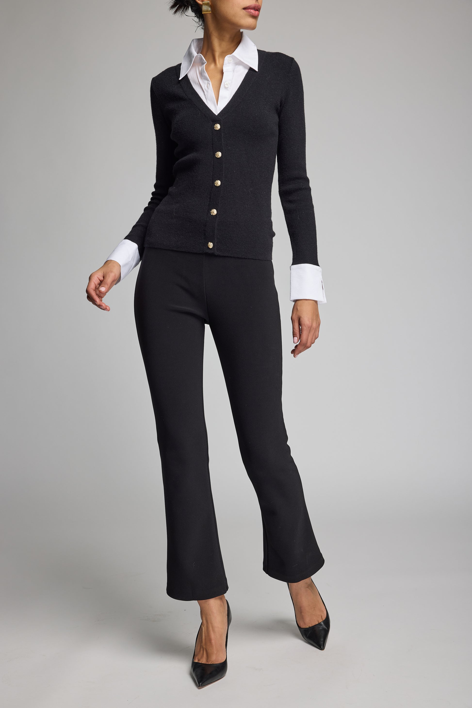 NIXIE POPLIN SHIRT COMBO SWEATER