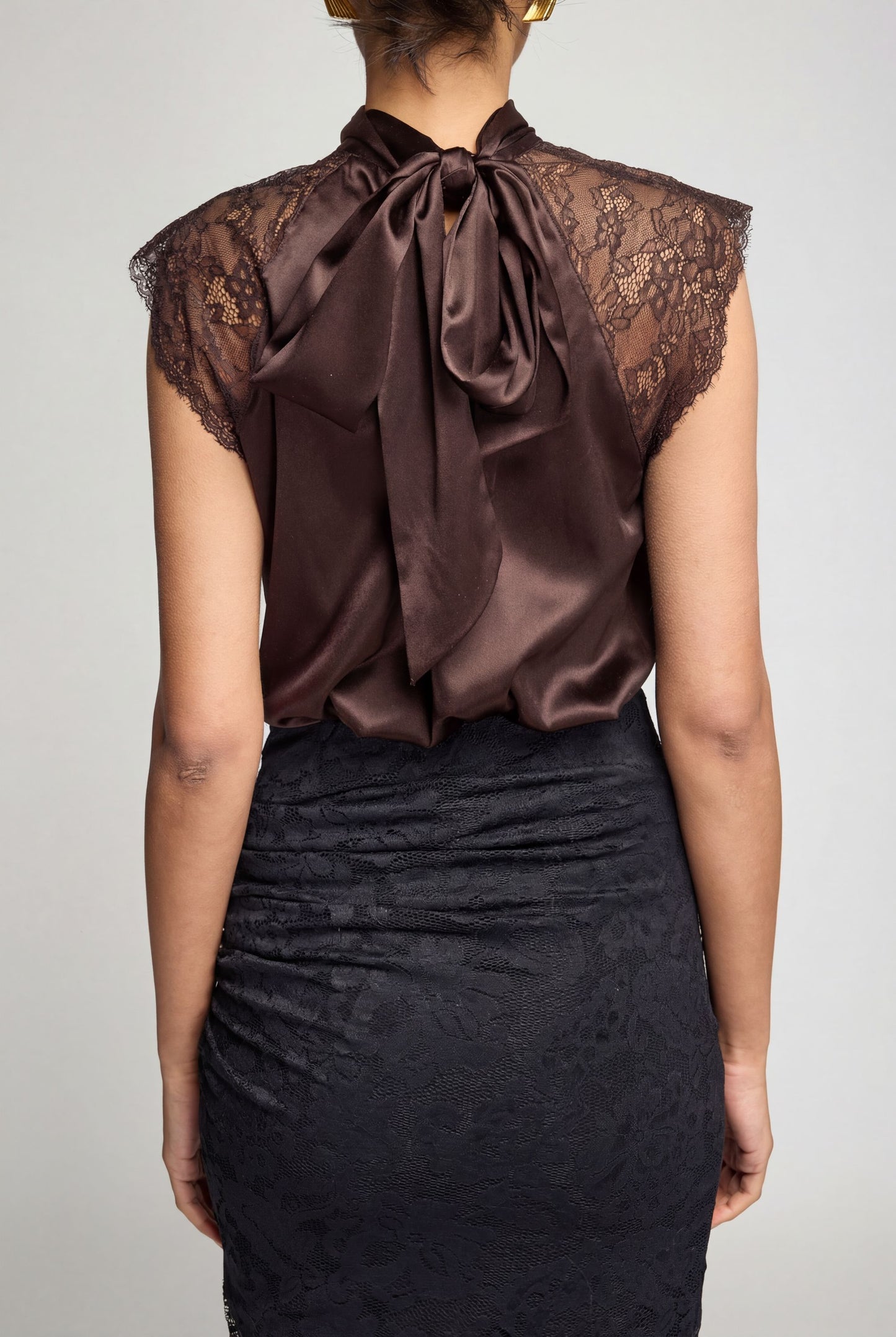 RACHEL CHANTILLY LACE COMBO HALTER BLOUSE