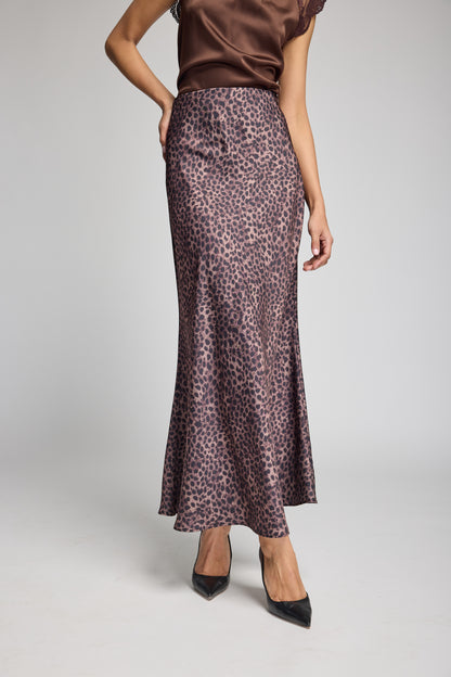 KATRINE LEOPARD SATIN SKIRT