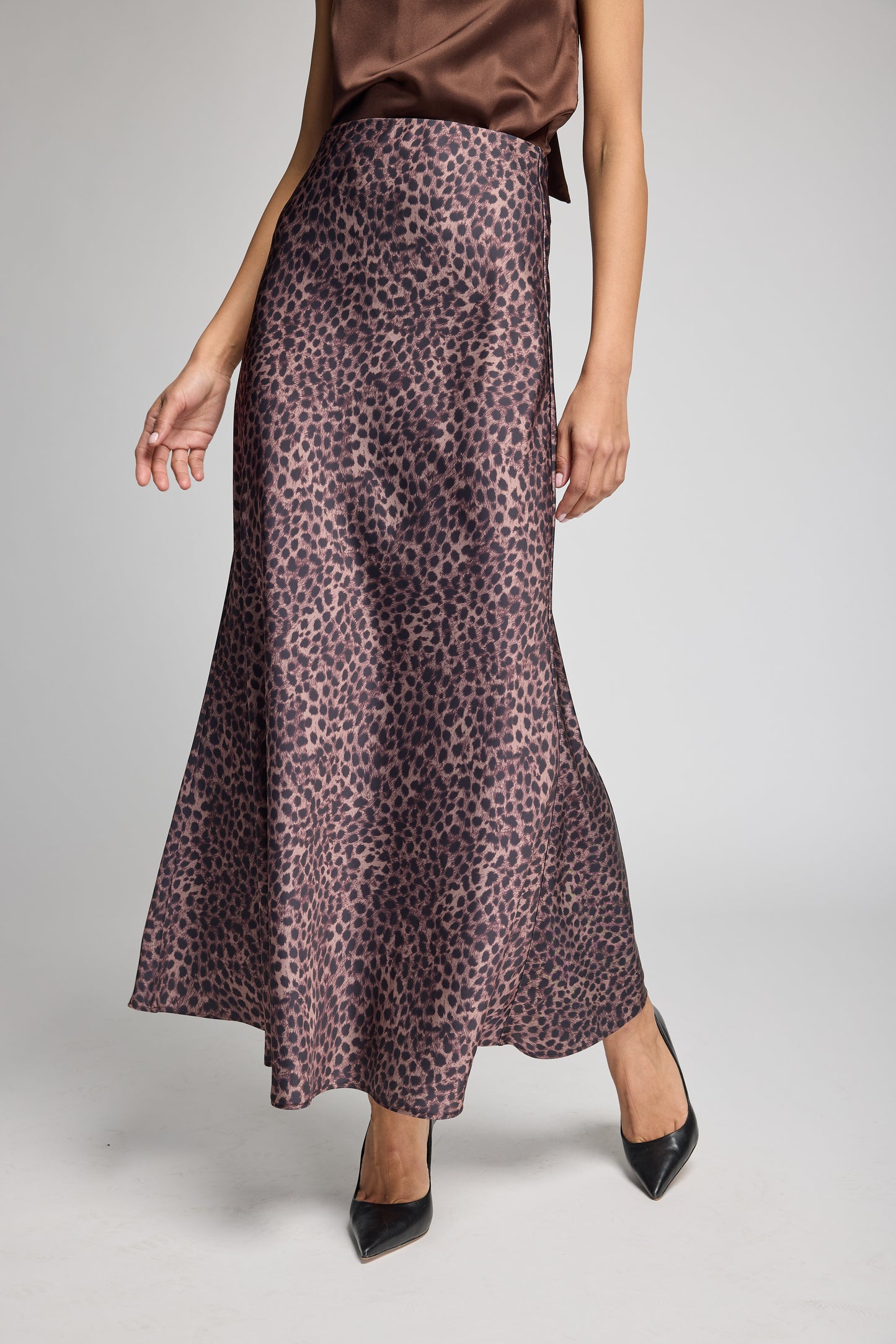 KATRINE LEOPARD SATIN SKIRT