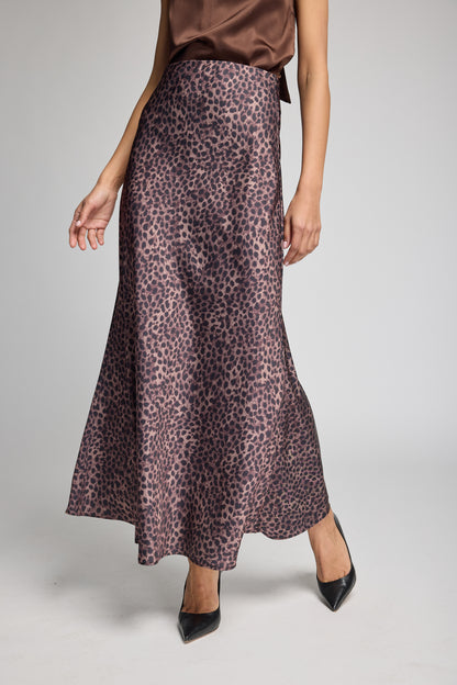 KATRINE LEOPARD SATIN SKIRT