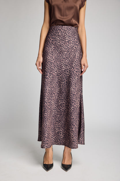 KATRINE LEOPARD SATIN SKIRT