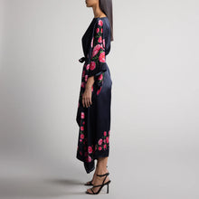 Load image into Gallery viewer, Peony Silk Caftan in Black