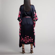 Load image into Gallery viewer, Peony Silk Caftan in Black