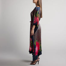 Load image into Gallery viewer, Safari Protea Silk Caftan in Leopard Print