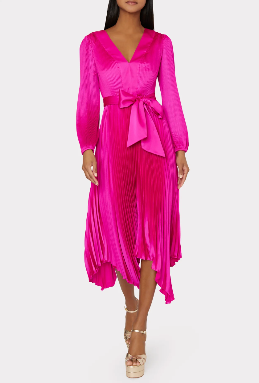 Liora Satin Pleated Dress