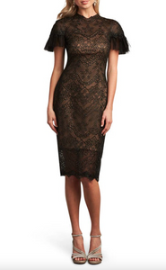 Lace Overlay Illusion Cocktail Dress
