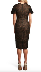 Lace Overlay Illusion Cocktail Dress