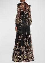 Load image into Gallery viewer, Belted Embroidered Sequin Lace Shirt Gown