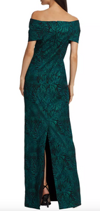 Off-The-Shoulder Jacquard Column Gown