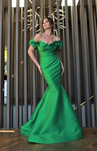 Load image into Gallery viewer, Off Shoulder Taffeta Petals Gown