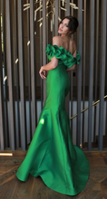Load image into Gallery viewer, Off Shoulder Taffeta Petals Gown