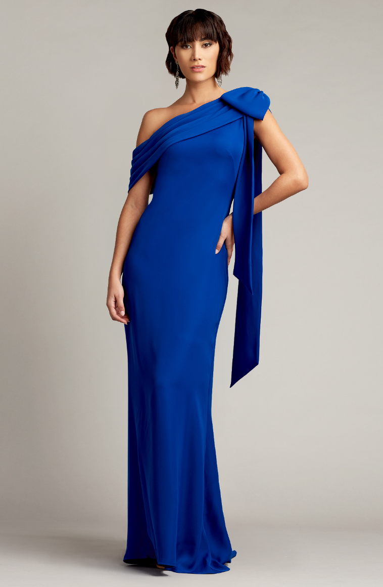 One Shoulder Crepe Gown