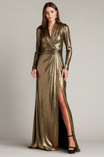 Load image into Gallery viewer, Vienna Draped Metallic Lamé Gown