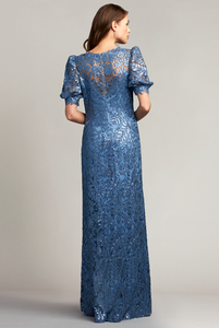Luella Embroidered Puff Sleeve Gown
