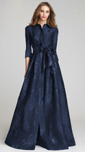Load image into Gallery viewer, Metallic Jacquard Shirt Waist Gown