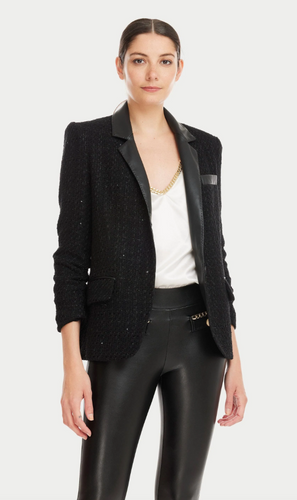 Lexi Vegan Leather Combo Tweed Blazer