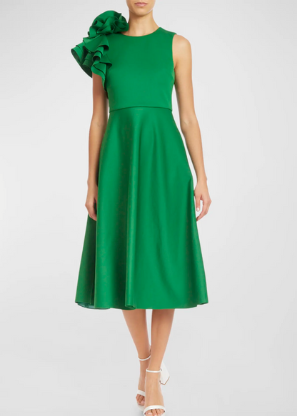 Ruffle Shoulder Sleeveless Cocktail Dress